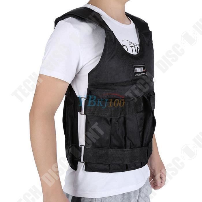 TD® Gilet de Veste pour Chargement Max 20 kg/ Gilet d' Exercice/ Gilet noir réglable sable Vêtements