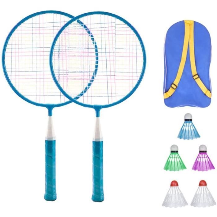 Badminton Set pour Enfants avec Raquettes Junior Tennis Raquette Play Game Beach Toys (Bleu)