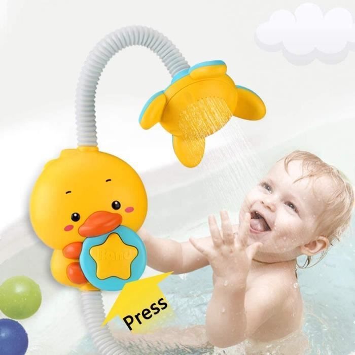 Jouet pommeau de douche pour bébé - jouet de pulvérisation de baignoire canard électrique, arroseur réglable pour jeu d'eau, deux mo