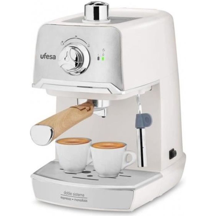 Ufesa CE7238 CREAM – Machine à Expresso, pour Prépare Cappuccino et Infusions, Pompe à Pression 20 bars, Système Traditionnel de