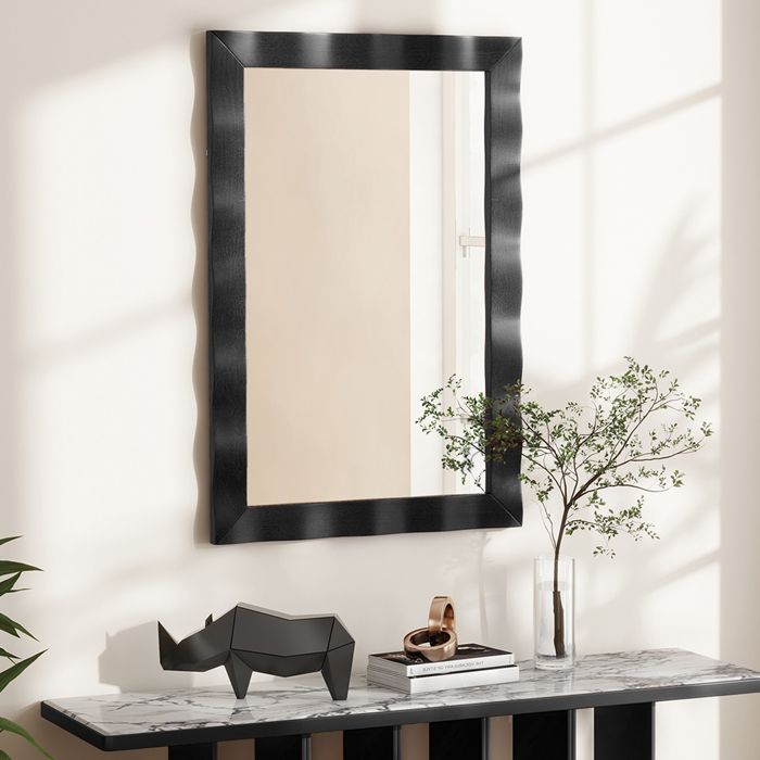 Melodieux Miroir mural rectangulaire pour salle de bain, 60 x 90 cm, cadre en métal, miroir décoratif pour chambre à coucher, salon, entrée, horizontalement ou verticalement Melodieux Miroir mural rectangulaire pour salle de bain, 60 x 90 cm, cadre en métal, miroir décoratif pour chambre à coucher, salon, entrée, horizontalement ou verticalement