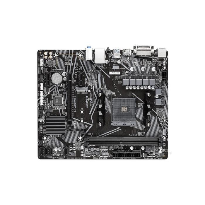 Carte mère GIGABYTE A520M H AMD A520 Socket AM4 2xDDR4 SDRAM 64GB Micro ATX - Gigabyte