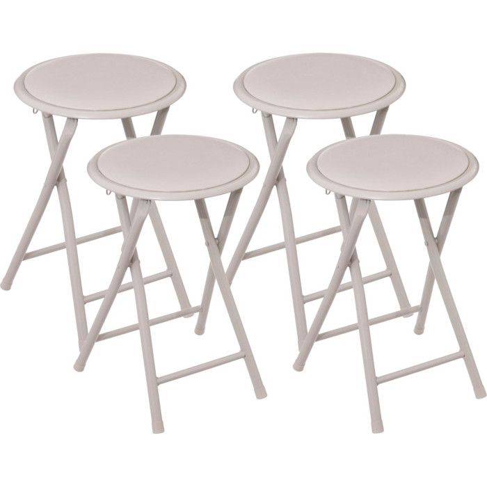 Tabouret pliant en PVC Elisa Atmosphera - Beige - Par 4 - Beige -