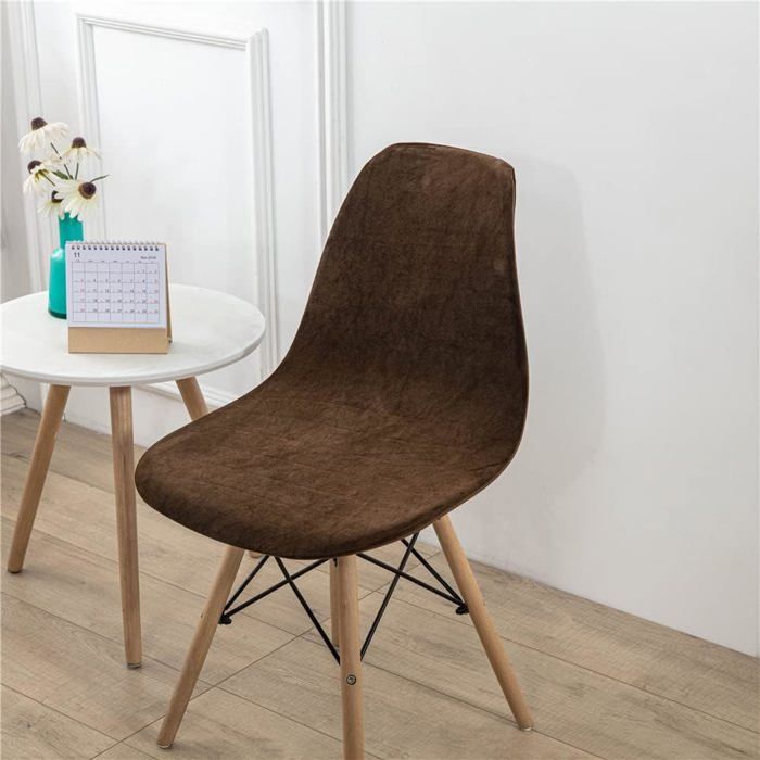 Housse de Chaise Housse Chaise de Salle à Manger Couleur Unie Couverture de Chaise sans Accoudoirs(Brun 4 Pieces)