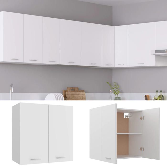 Armoire suspendue Meuble haut cuisine Blanc 60x31x60cm Bois dingénierie 1207112 FrenchDays