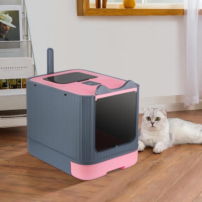 Meilleurs prix pour B.LIVEM Bac à Litière pour Chat avec Pelle Grand Format Plateau Rétractable Sac Désodorisant Gratuit Rose