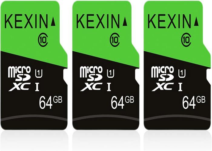 Lot de 3 Cartes Micro Mémoire MicroSDXC SD 64 Go UHS-I U3 C10 TF pour Drone Dash Cam Caméra de Sport de Surveillance