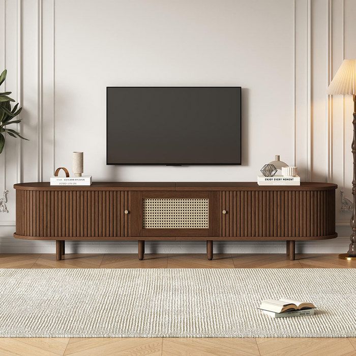 Meuble TV Meuble tele Noyer foncé design rotin 180 cm MDF - SWEIKO - Couleur bois Meuble TV Meuble tele Noyer foncé design rotin 180 cm MDF - SWEIKO - Couleur bois