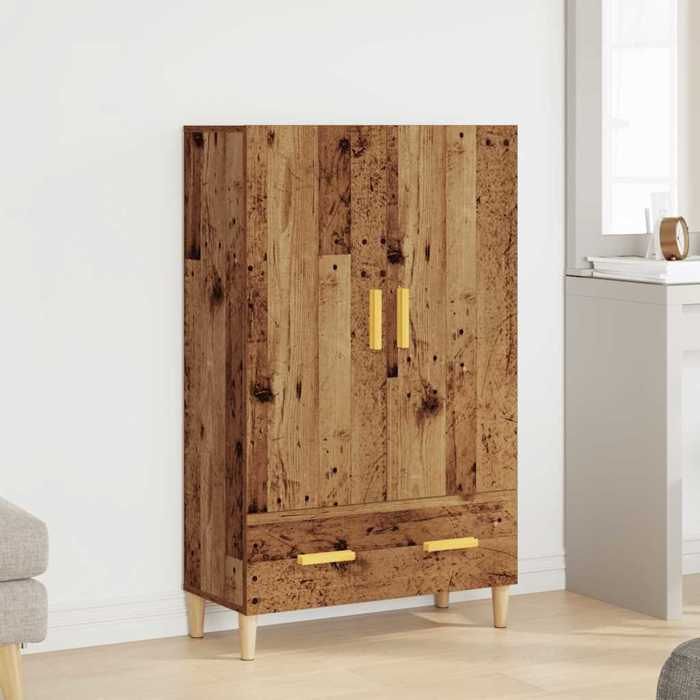 Buffet haut-Armoire de chambre - multi-rangement - vieux bois 70x31x115cm - Bois dingénierie NEUF - BM 4420295