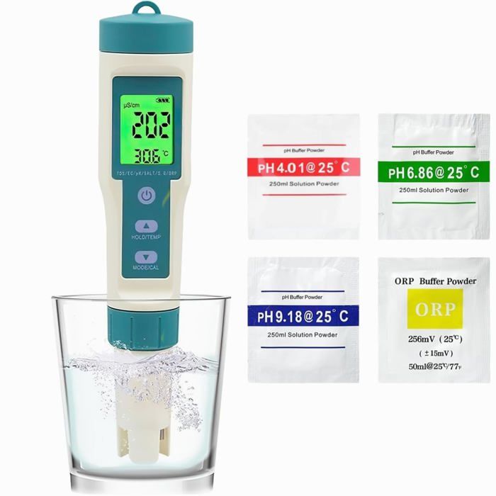 Testeur 5 En 1 Piscine PH Salinité EC TDS Température - Mètre Numérique Pour Aquarium Et Hydroponie