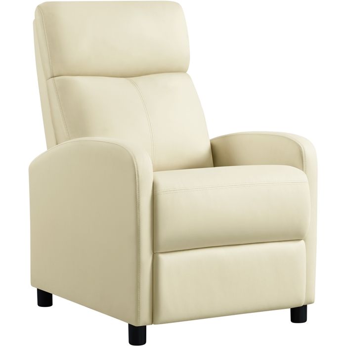 Yaheetech Fauteuil Releveur en Similicuir Chaise de Salon Rembourré Convertible Confortable avec Repose Pied Beige