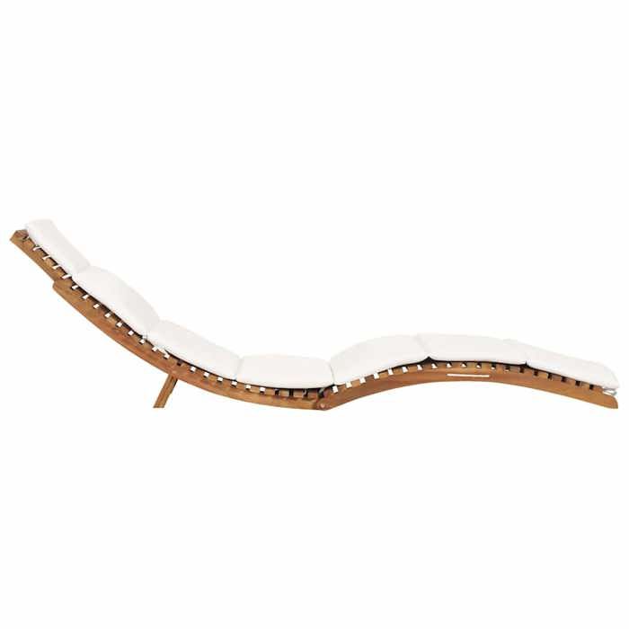 JLL*TOP - Chaise longue - Bain de soleil - pliable - avec coussin - blanc crème Bois de teck LLL1160