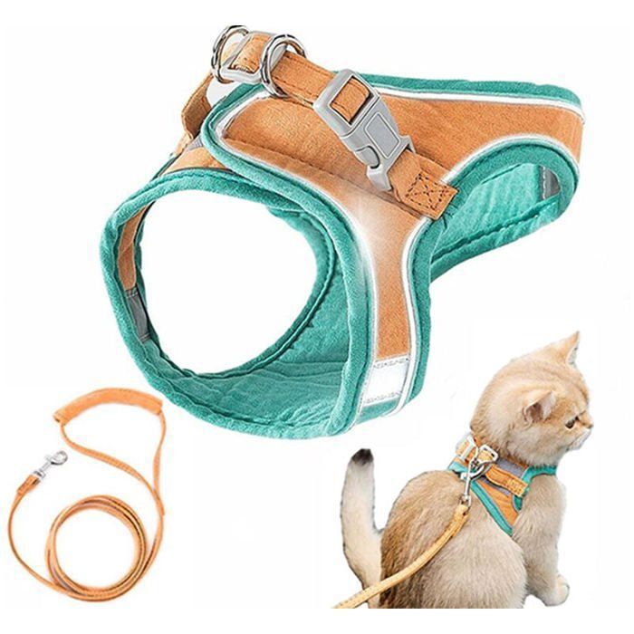 Harnais et laisse pour chat veste de marche confortable pour chat avec laisse laisse de style gilet pour chat anti-fuite-TailleS