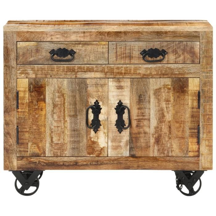 (SOLDE dété) Placard/Buffet bas - Décor salon - 80 x 30 x 65 cm bois de manguier brut massif *aspect pratique7212099