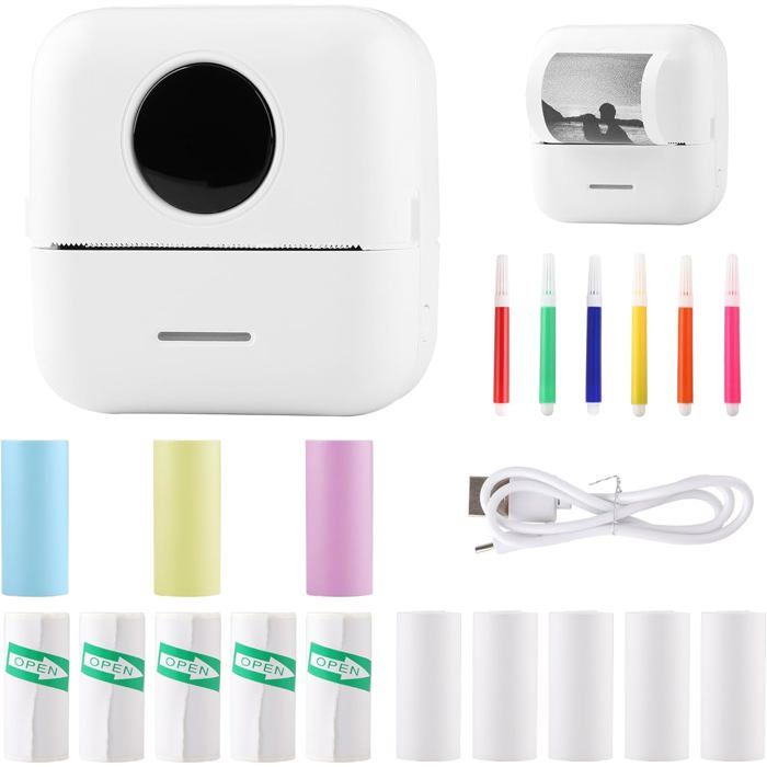 Mini Imprimante Photo Portable Thermique Bluetooth Avec 14 Rouleaux - Pour IOS & Android