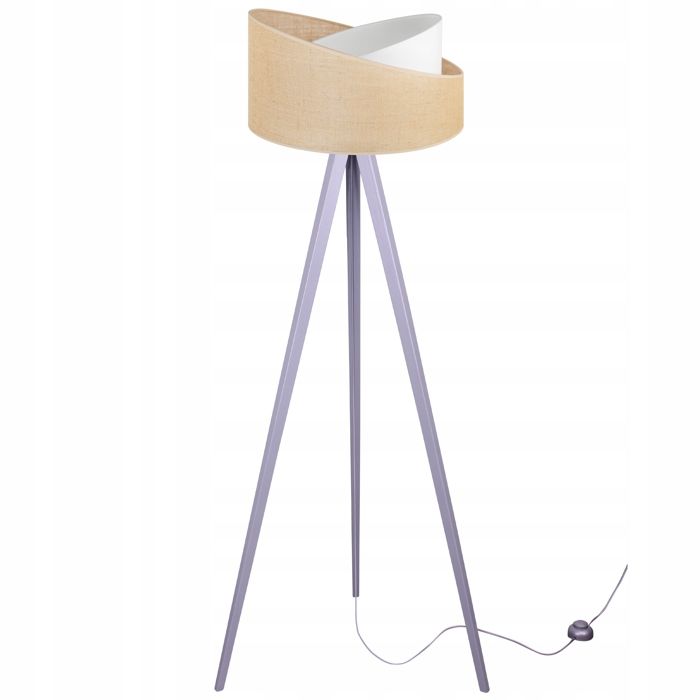 Lampadaire Trépied - Light Home - JUTA 2451/SZ/TD - Bois - Abat-jour Jute - Gris et Beige