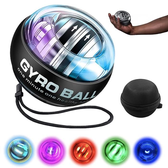 ZXQZ Boule Gyroscopique De Poignet – Renforcement, Anti-douleur, Avec Lumière, Démarrage Automatique, Compacte 7x7x5,5 Cm