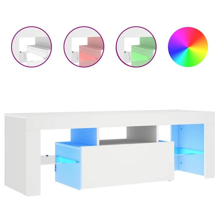Meuble TV - Lumières LED RVB - Blanc 120x35x40 cm - Design Contemporain RUI07 4484