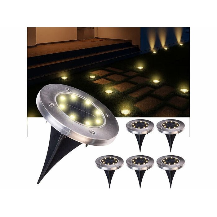 6 lampes solaires de sol LED blanc chaud 6 lampes solaires de sol LED blanc chaud