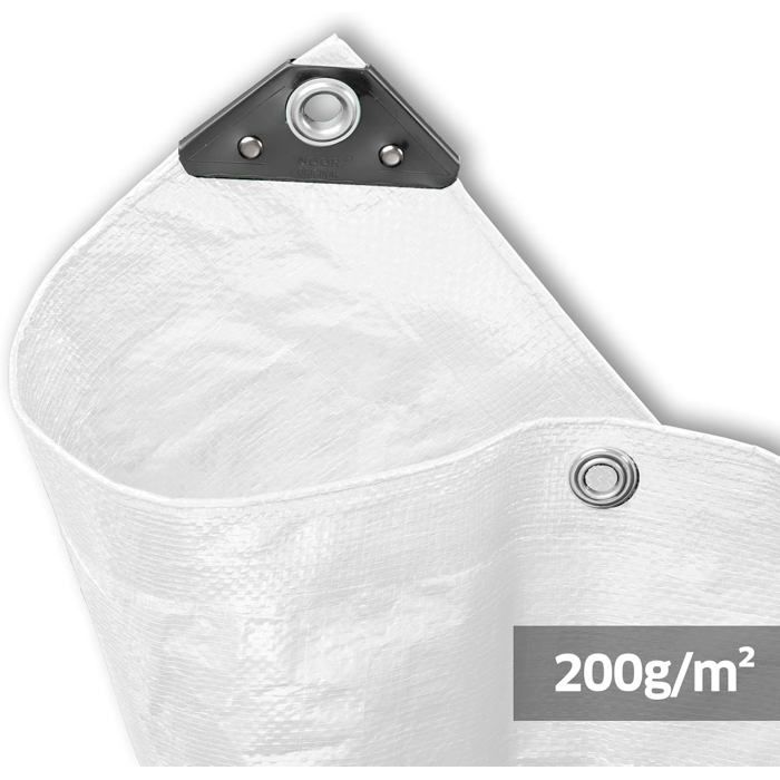 Bâche De Protection Super 200g/m² 4x7 M Blanc - Imperméable, UV, Œillets, Tout Usage Jardin