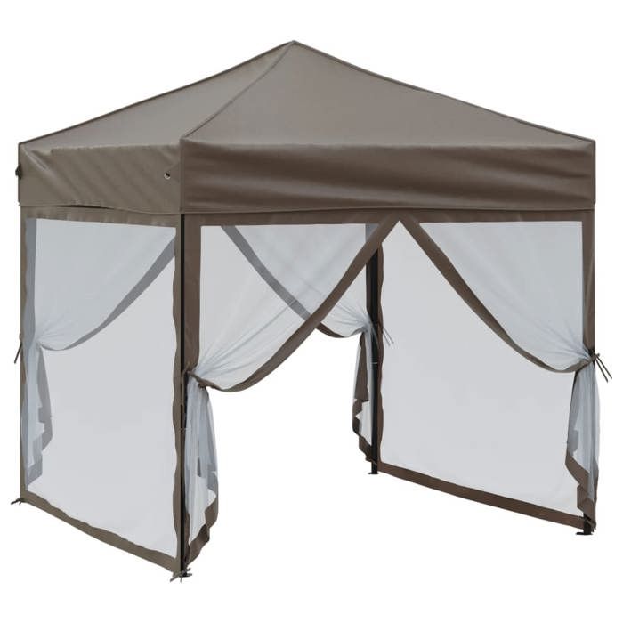 Black Month Tente de réception/Tonnelle - BURKE - pliable desgin - avec parois - Taupe 2x2 m LV228