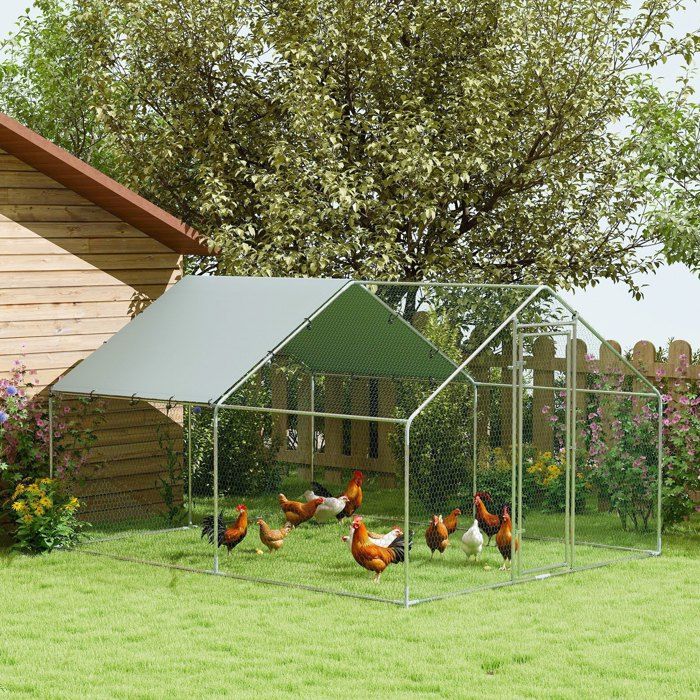 Poulailler grand poulailler en métal avec couverture imperméable et anti-UV cage pour 10-15 poules 3 x 34 x 19m