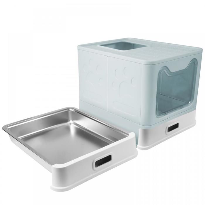 Meilleurs prix pour Bac à litière en acier inoxydable QUIIENCLEE 38x41x51cm entièrement fermé résistant aux éclaboussures vert pliable