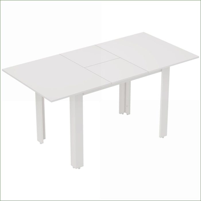 Table de repas extensible - 120-160x80cm - 4-6 personnes - Blanc brillant MDF