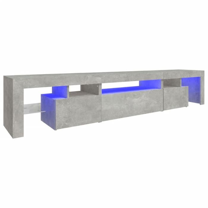 En solde Meuble TV pour Télévision - CLOUD - TABLE TV/BANC TV - avec lumières LED - Gris béton 215x365x40 cm LL3798