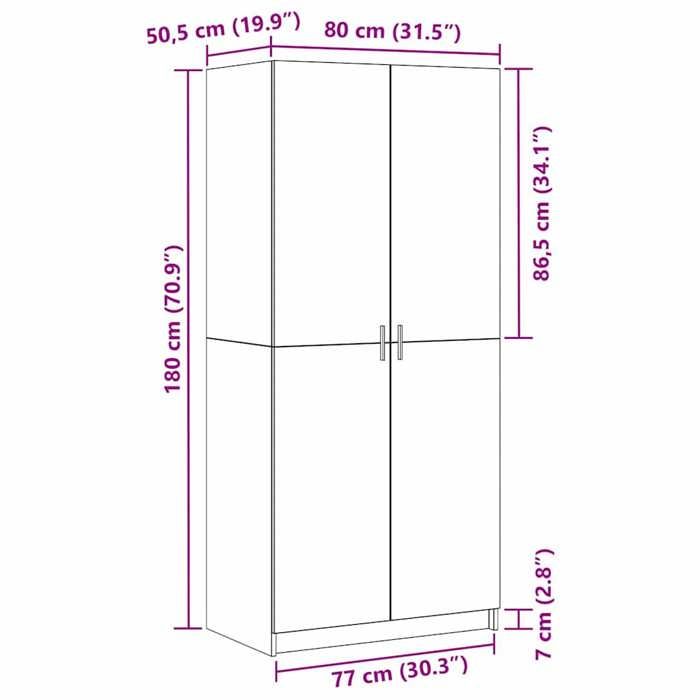 Remise 2026®Meuble vêtements Noir - Armoire de chambre - grand stockage - Armoire penderie - chêne Noir - 80x50 5x180cm - Bois d