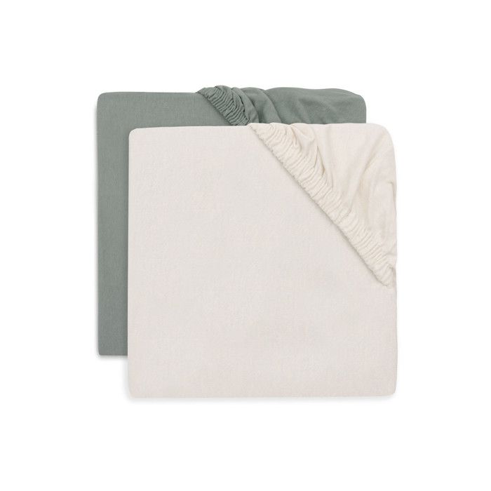 Drap-housse Jersey 40/50x80/90cm - Sea Green/Ivory - 2 Unités