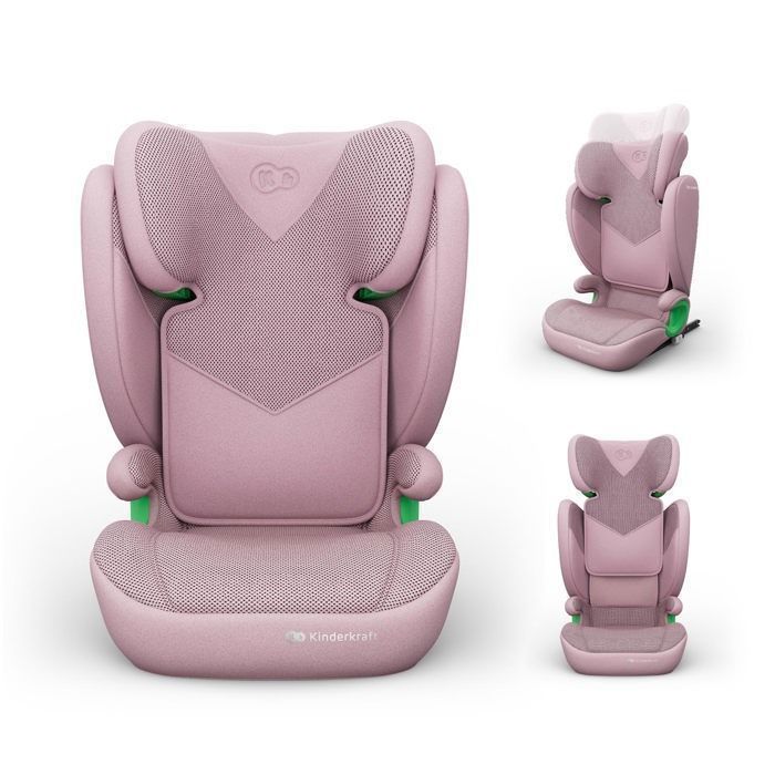 Siège auto Kinderkraft JUNIOR FIX 2 PLUS 100-150 cm ISOFIX appuie-tete reglable assise confortable protection laterale rose