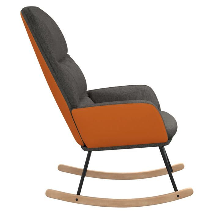 Fauteuil Allaitement - Gris - Chaise à bascule - Rocking Chair - Gris foncé Tissu 70x79x105 cm F1518