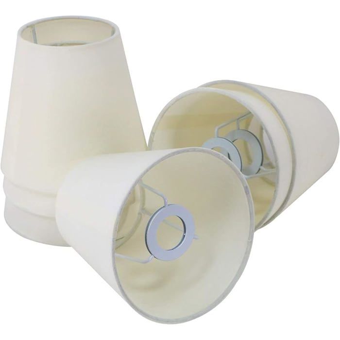 5.5  6 Pièces E14 Petit Abat-Jour Lustre Candal en Tissu Paquet de 6 Beige E14:(Top)3.5 x(Bm)5.5 x(Height)5.1 inch
