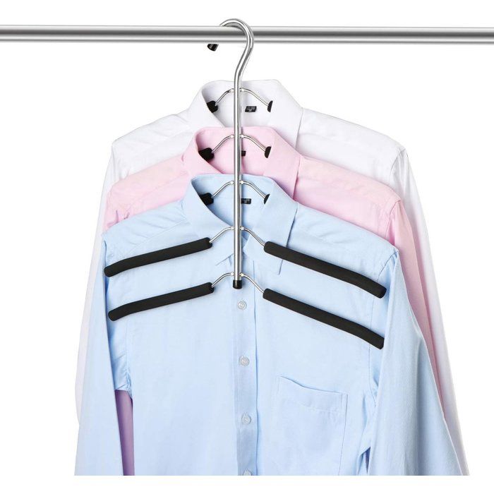Cintre 5 en 1 Cintre métallique multicouche anti-dérapant gain de place pour placard manteau pull pantalon chemise