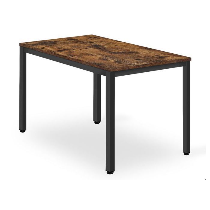 Table TESSA 120 x 60 cm plateau rustique brun pieds métalliques noirs table rectangulaire pour cuisine salle à manger et salon