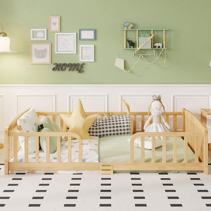 NuvlaGu - Lit enfant 140x200 cm - Lit évolutif avec barrières de sécurité - Lit combiné - canapé-lit - Bois
