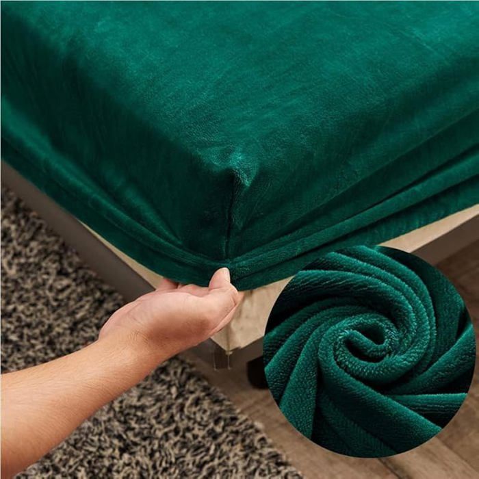 Drap-Housse 90x200 cm en Velours – pour Matelas Jusqu’à 25 cm – Vert vert PARURE DE DRAP
