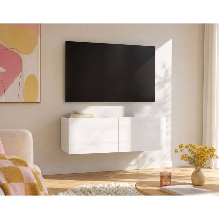 Alix - meuble tv modulable 100 cm - 2 portes - Blanc Alix - meuble tv modulable 100 cm - 2 portes - Blanc