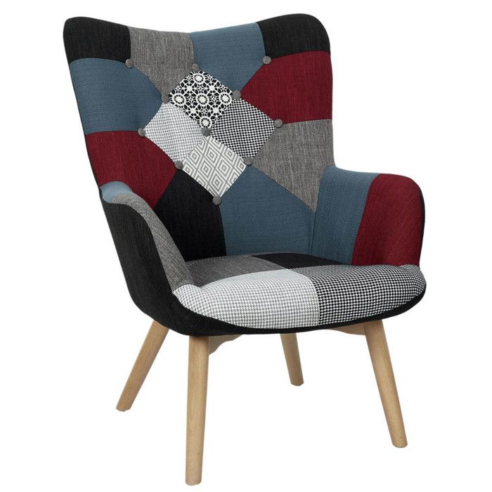 Federica Fauteuil Patchwork Motifs Colores Cdiscount Maison