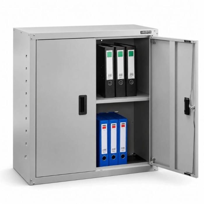 AREBOS Armoire de classement Armoire de Bureau Armoire de Rangement 1 étagères réglables en Hauteur 90x90x40cm Gris AREBOS Armoire de classement Armoire de Bureau Armoire de Rangement 1 étagères réglables en Hauteur 90x90x40cm Gris