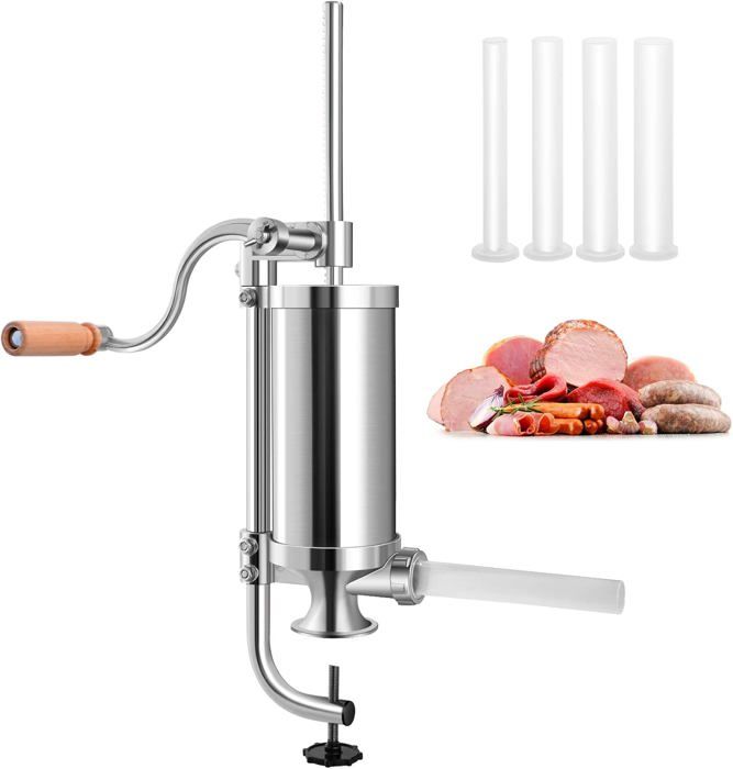 Poussoir à Saucisses En Acier Inoxydable - 3,6L - 4 Tubes De Remplissage - Machine à Saucisses Verticale