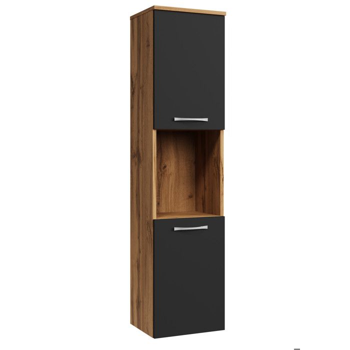 Armoire de rangement Montreal - Marque Montreal - Hauteur 131cm - Chene Noir Mat