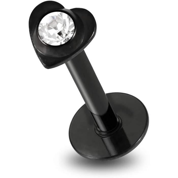 Accessoire Pour Barre à Filetage Interne  Acier Chirurgical Argent Finition Brillante Avec Motif Coeur Et Pierre En Crystal