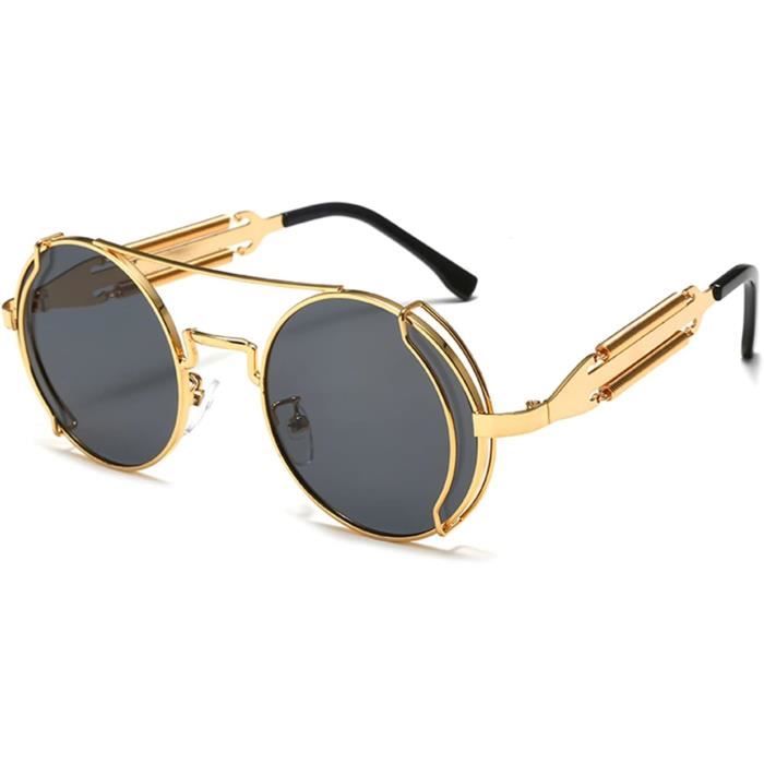 Lunette De Soleil Ronde Retro Vintage Steampunk Homme Avec Protection Uv400 Double Pont Metal Lunettes u1382 Achat Vente lunettes de soleil Cdiscount