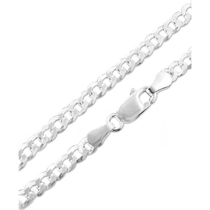 Chaîne Gourmette Albert En Argent Sterling – Longueur 40 Cm, Double Fermoir, Made In France, Neuf Avec étiquettes
