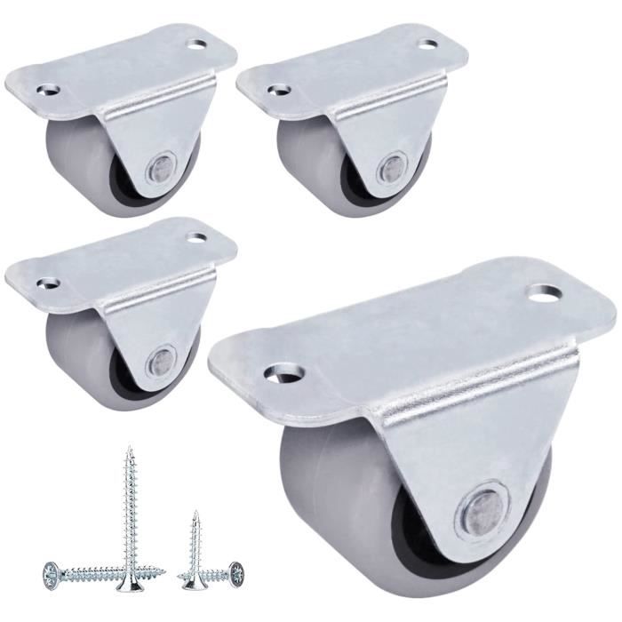 Lot De 4 Mini Roulettes à Montage Latéral 3,2 Cm - Roulettes Rigides Pour Tiroirs Et Meubles Bas