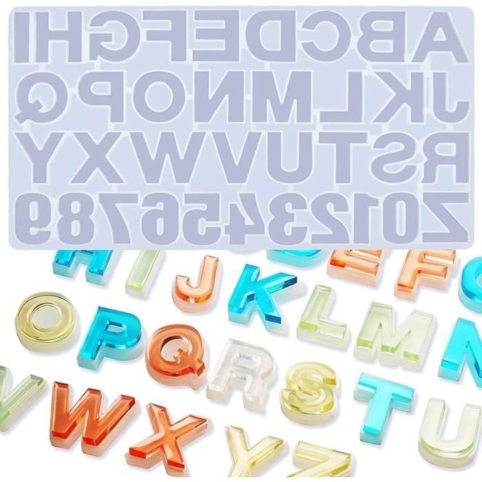 Moule Silicone Alphabet 3D Lettres A à Z - Pour Résine époxy, Savon, Bougie - Dimensions ~6,6 X 6,5 Cm - Réutilisable