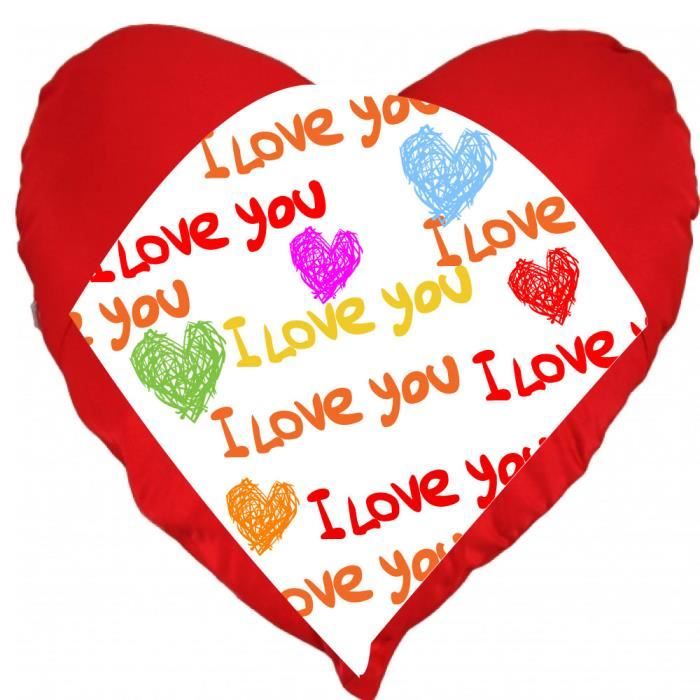 Que Veut Dire I Love You Coussin st Valentin coeur "Je t'aime i love you" un cadeau ideal pour