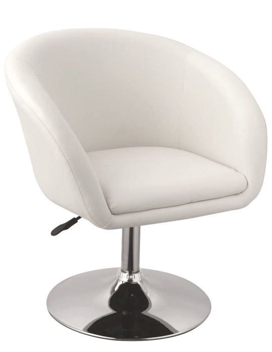fauteuil lounge - décoshop26 - fal09016 - siège en cuir synthétique - base chromée - blanc